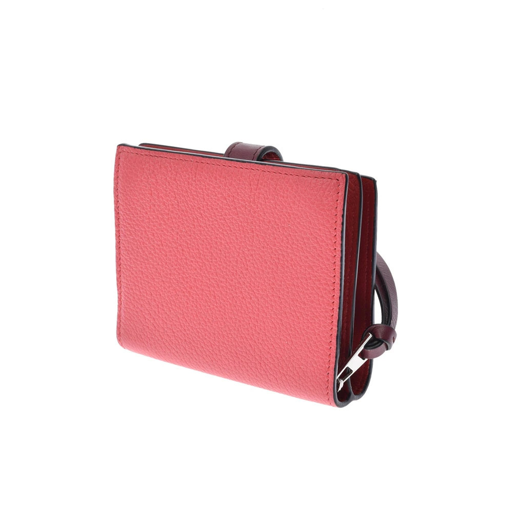Loewe fold Wallet Compact Tri Pink Zip Poppy Leather